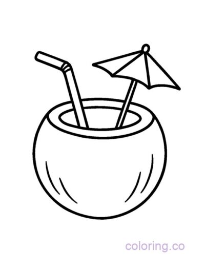 Coconut Drink Coloring Page for Preschoolers