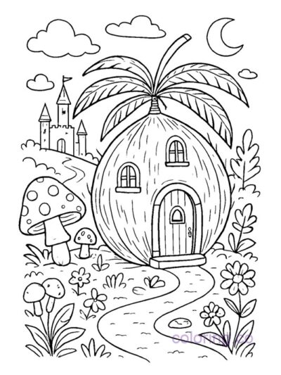 Coconut Fairy Tale Coloring Page for Kids