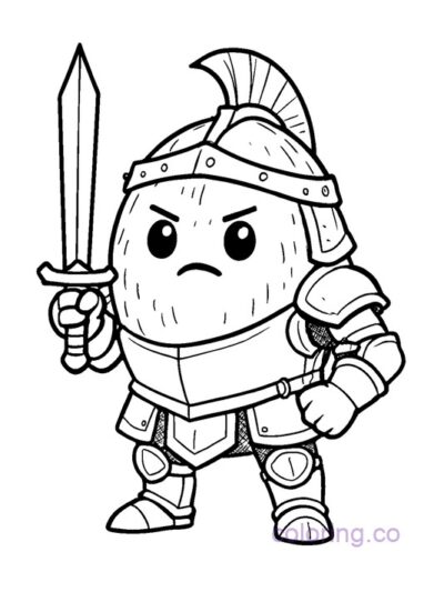 Coconut Fantasy Warrior Coloring Page