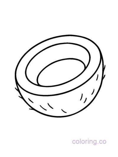 Coconut Half Coloring Page for Preschoolers