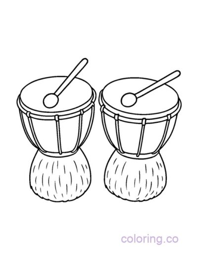 Coconut Shell Drums Coloring Page for Kids