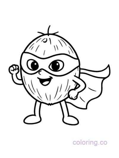 Coconut Superhero Coloring Page for Kids