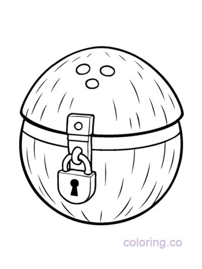 Coconut Treasure Chest Coloring Page for Kids