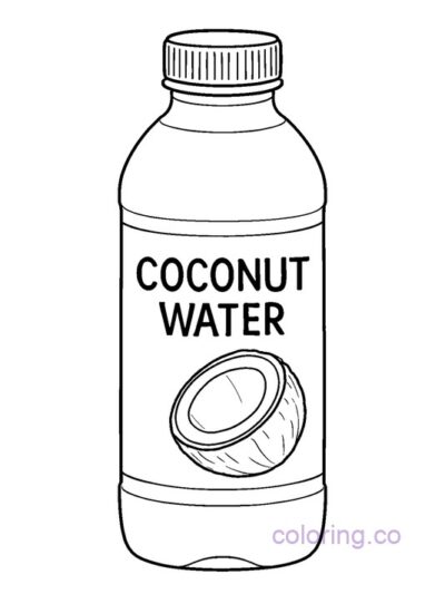 Fun Coconut Water Bottle Coloring Page for Kids