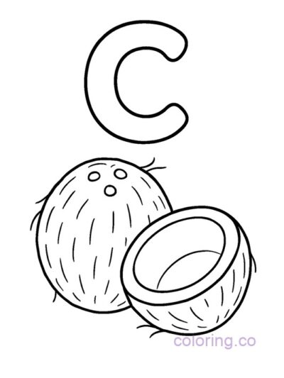 Coconut ABC Letter C Preschool Coloring Page