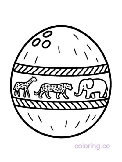 Cute Animal Pattern Coconut Coloring Page