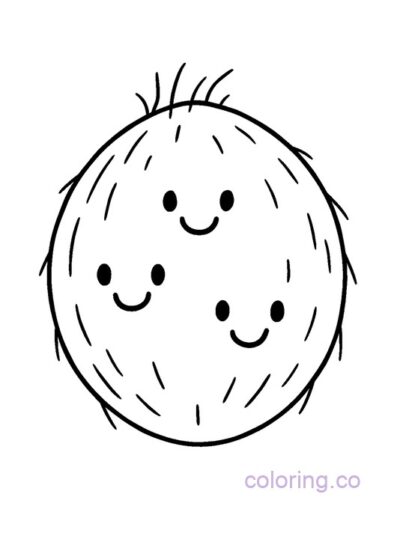 Happy Coconut Coloring Page for Preschoolers