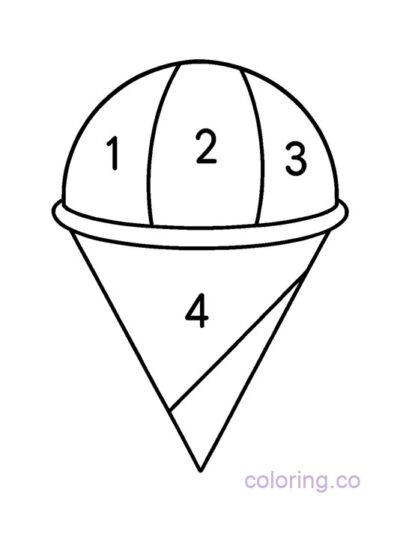 Color by Number Snow Cone Coloring Page for Preschool