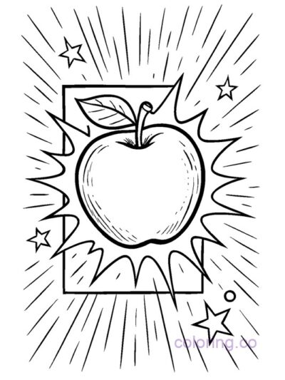Comic Book Apple Coloring Page