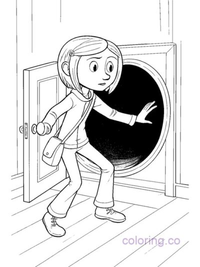 Coraline Enters Secret Door Coloring Page
