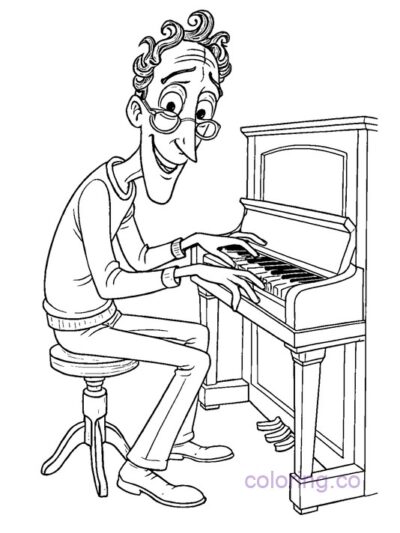 Coraline's Other Father Playing Piano Coloring Page