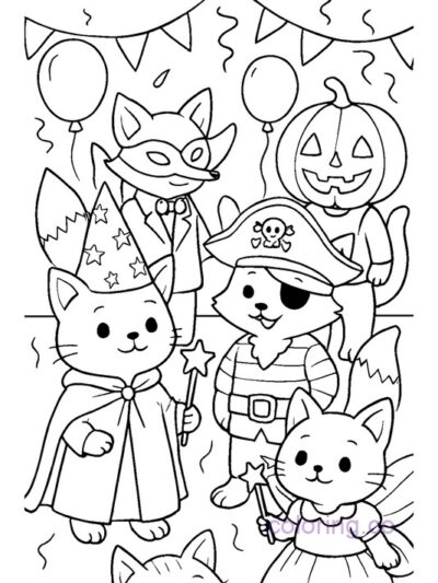 Cute Costume Party Coloring Page