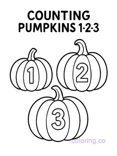 Counting Pumpkins 1-2-3 Coloring Page
