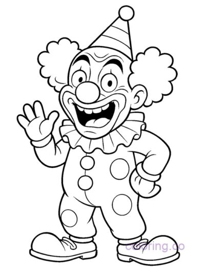 Creepy Carnival Clown Coloring Page