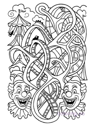 Intricate Creepy Carnival Coloring Page