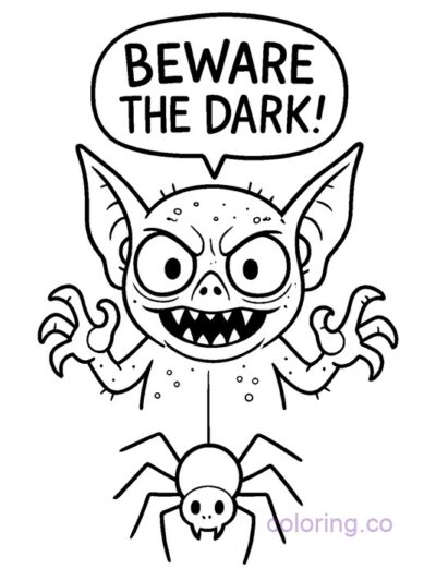 Creepy Critter Coloring Page with Spider