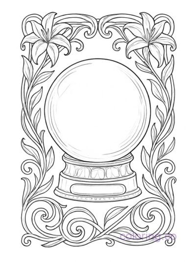 Art Nouveau Crystal Ball Coloring Page