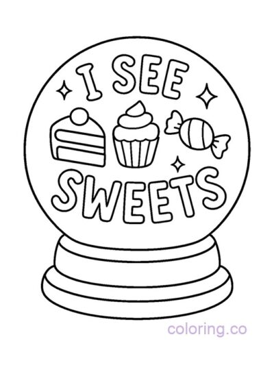 Crystal Ball of Sweets Coloring Page