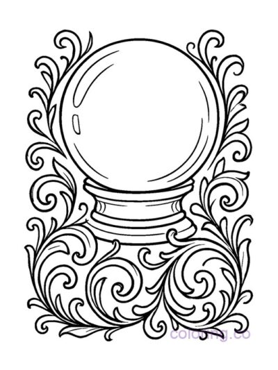 Ornate Crystal Ball Coloring Page