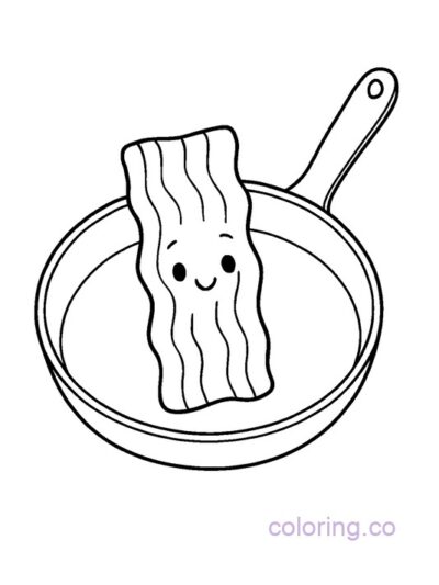 Cute Bacon Slice Coloring Page for Preschoolers