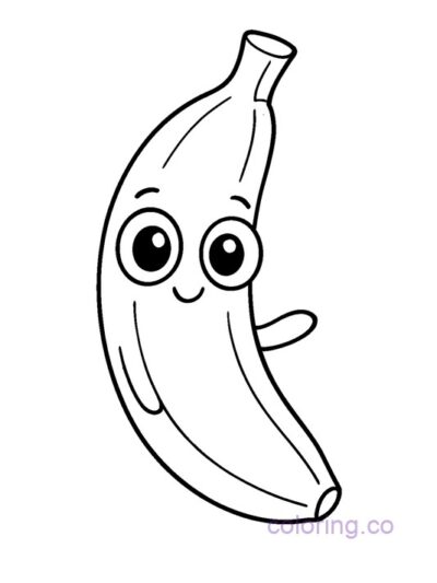 Cute Banana Character Coloring Page