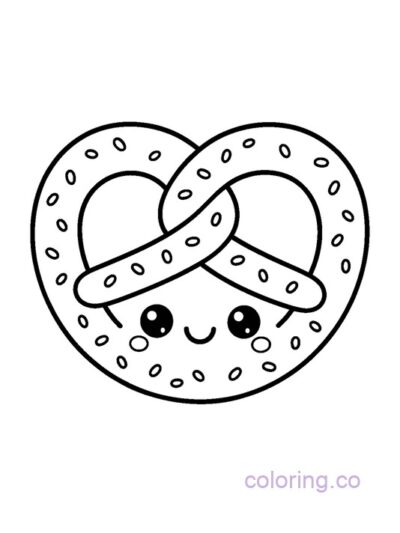Cute Kawaii Pretzel Coloring Page for Kids