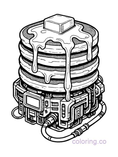 Cyberpunk Pancake Coloring Page