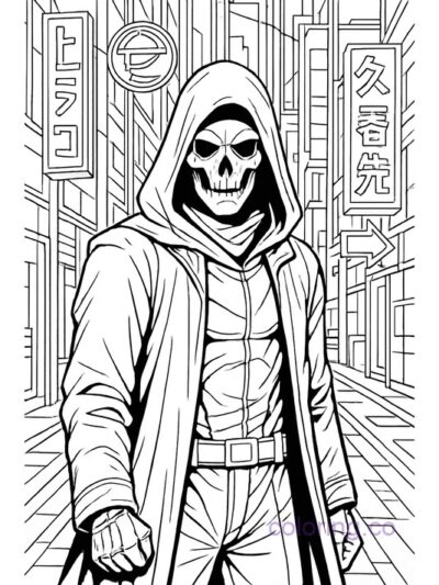 Cyberpunk Phantom Coloring Page