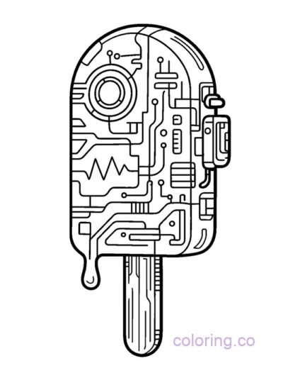 Cyberpunk Popsicle Coloring Page for Teens