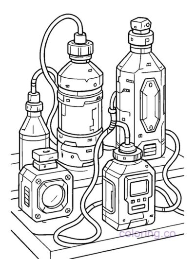 Cyberpunk Potion Lab Coloring Page