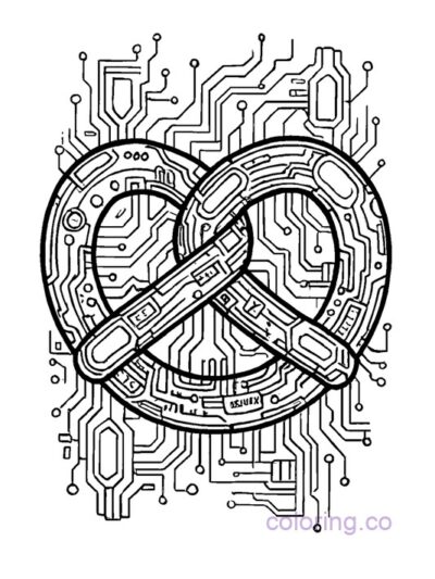Cyberpunk Pretzel Coloring Page for Teens