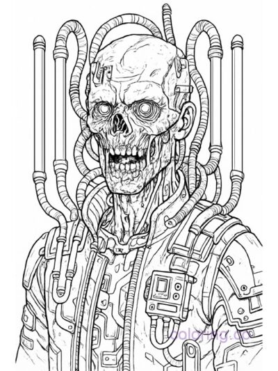 Cyberpunk Zombie Coloring Page