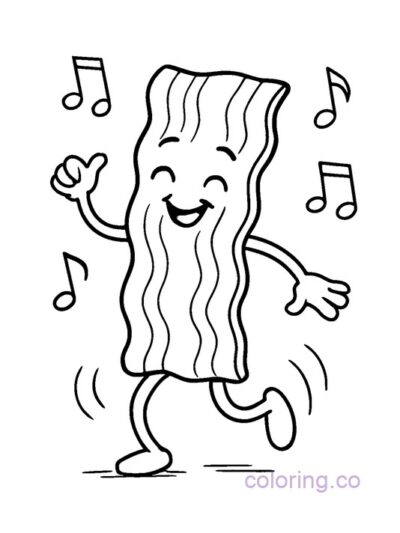 Dancing Bacon Coloring Page for Preschool Fun