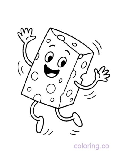 Cute Dancing Cheese Coloring Page for Kids