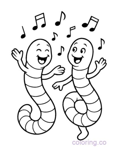 Dancing Gummy Worms Coloring Page