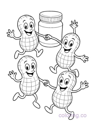 Dancing Peanut Characters Coloring Page for Kids