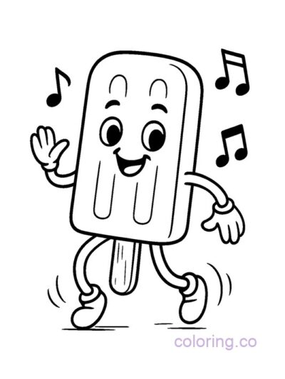 "Dancing Popsicle Coloring Page for Kids"