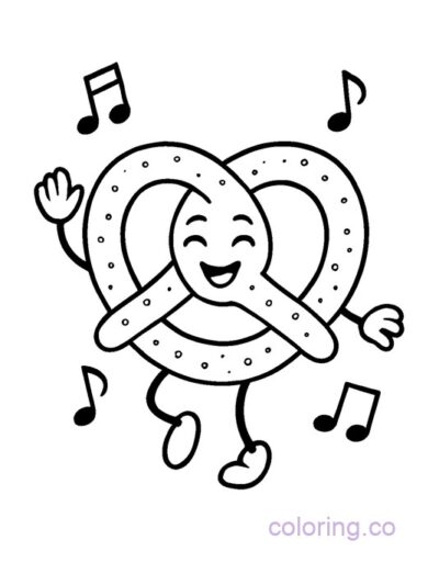 Dancing Pretzel Coloring Page for Kids