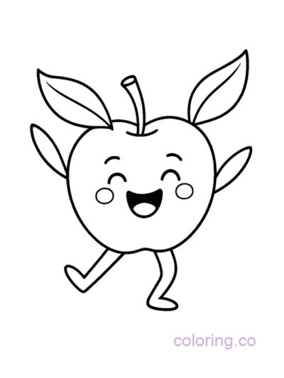 Dancing Apple Coloring Page for Preschool