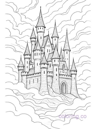 Mystical Fairy Tale Castle Coloring Page