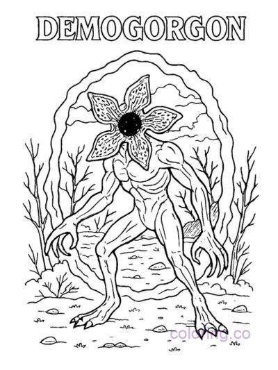 Demogorgon Coloring Page with Upside Down Portal