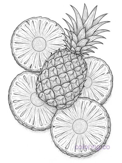 Intricate Pineapple Slices Coloring Page