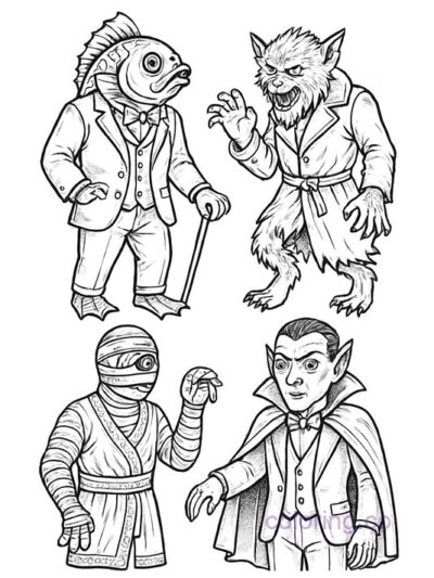 Intricate Creature Costume Coloring Page