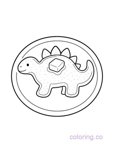 Dinosaur Pancake Coloring Page for Preschool