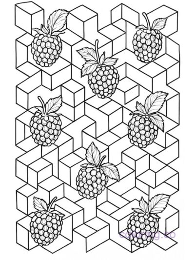 Escher-Inspired Blackberry Illusion Coloring Page
