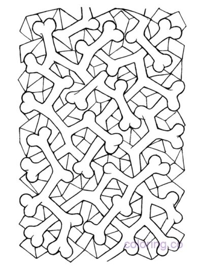 Escher Inspired Bone Illusion Coloring Page