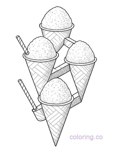 Escher-Inspired Intricate Snow Cones Coloring Page