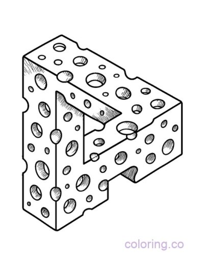 Intricate Escher-Style Cheese Illusion Coloring Page