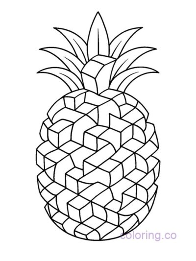 Escher-Inspired Pineapple Coloring Page