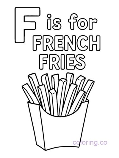 F is for French Fries Coloring Page for Kids